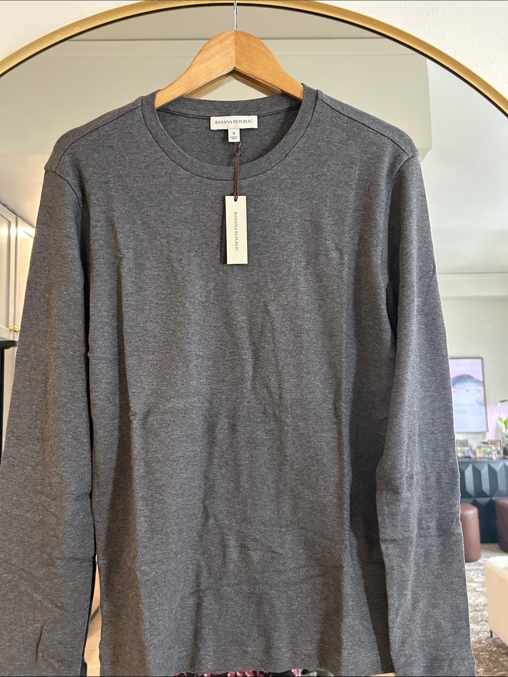 Banana Republic Men’s Long-Sleeve Crewneck Shirt - Charcoal